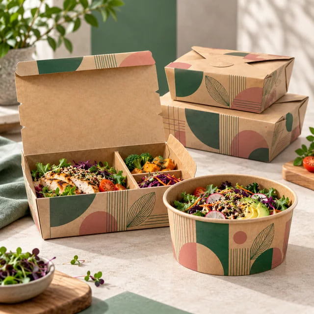 Fornecedor de Embalagens para Marcas de Catering — Programas Personalizados para Refeições — visualização de arte personalizada e composição