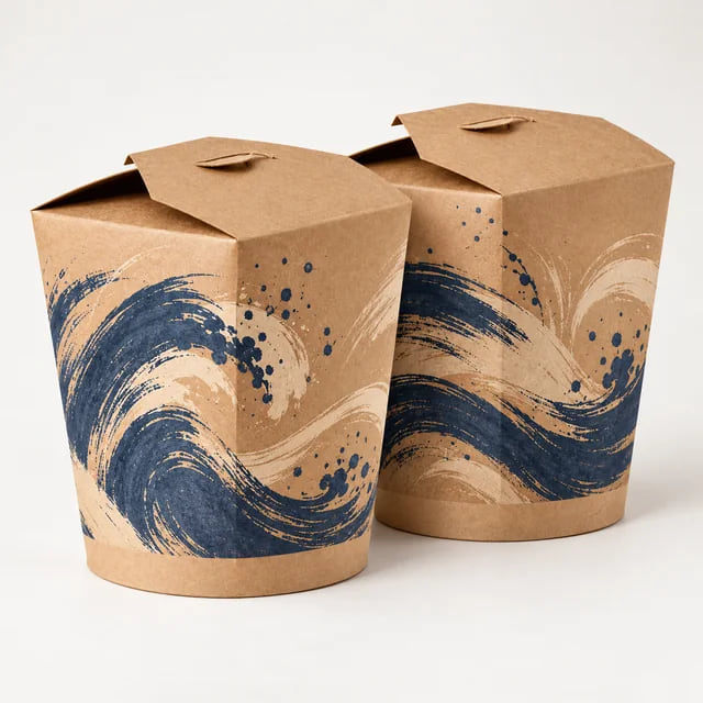 Caixas Impressas para Macarrão de 26oz — Fornecimento em Grandes Quantidades para Restaurantes — visualização da composição e da arte personalizada