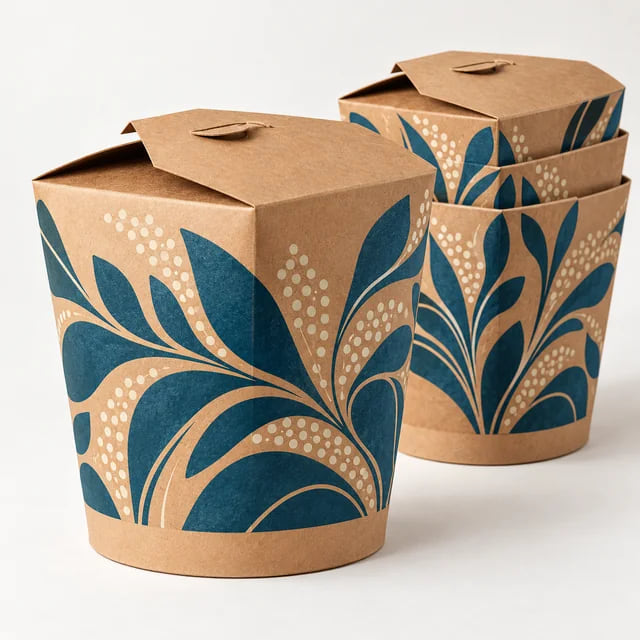 Boîtes à nouilles de 26oz et 32oz — sélection OEM pour menu — visuel de composition avec graphisme personnalisé