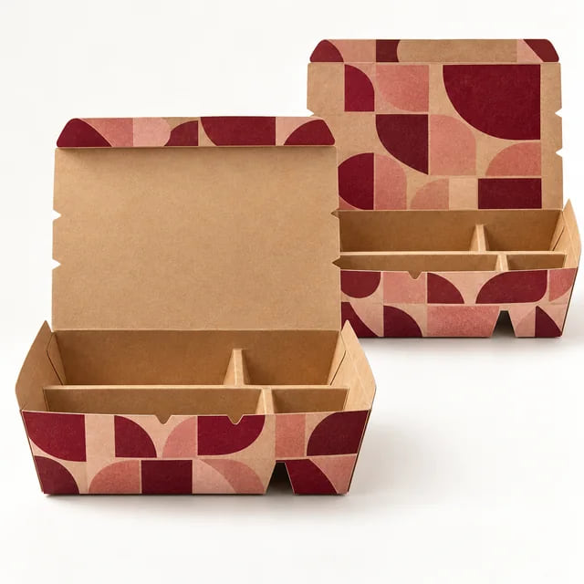 Compartment Paper Meal Boxes — OEM Catering Supply — custom artwork and composition visualization
