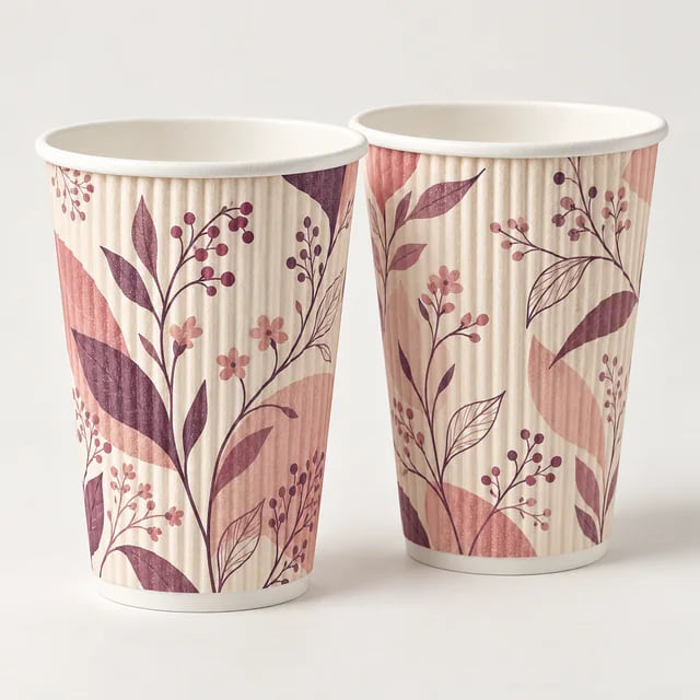 Copos de Papel de Parede Ondulada com Impressão Personalizada de 8oz — OEM em Grandes Quantidades — visualização da composição e da arte personalizada
