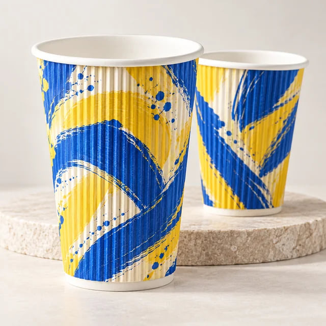 Ripple Wall Paper Cup Manufacturer for Coffee Brands — custom artwork and composition visualization