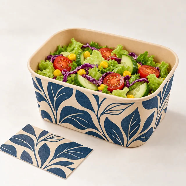 Cajas personalizadas para ensaladas — Suministro OEM para marcas de comidas preparadas — visualización de diseños y composiciones personalizadas