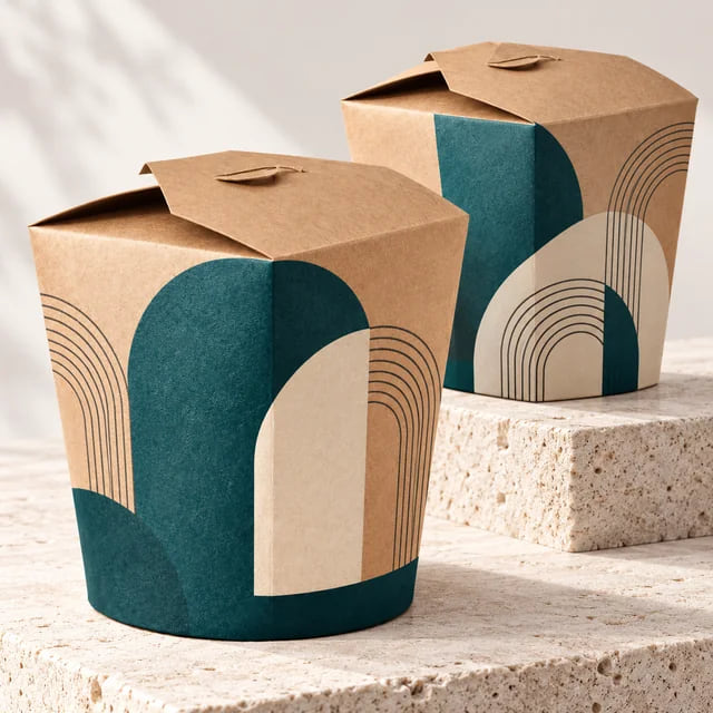 Caixas Impressas para Macarrão de 32oz — Fornecimento em Grandes Quantidades para Restaurantes — visualização da composição e da arte personalizada