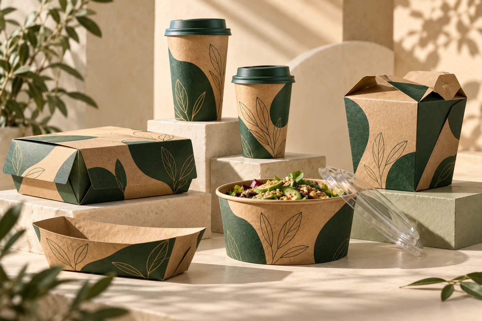 Forest green branded paper packaging concept