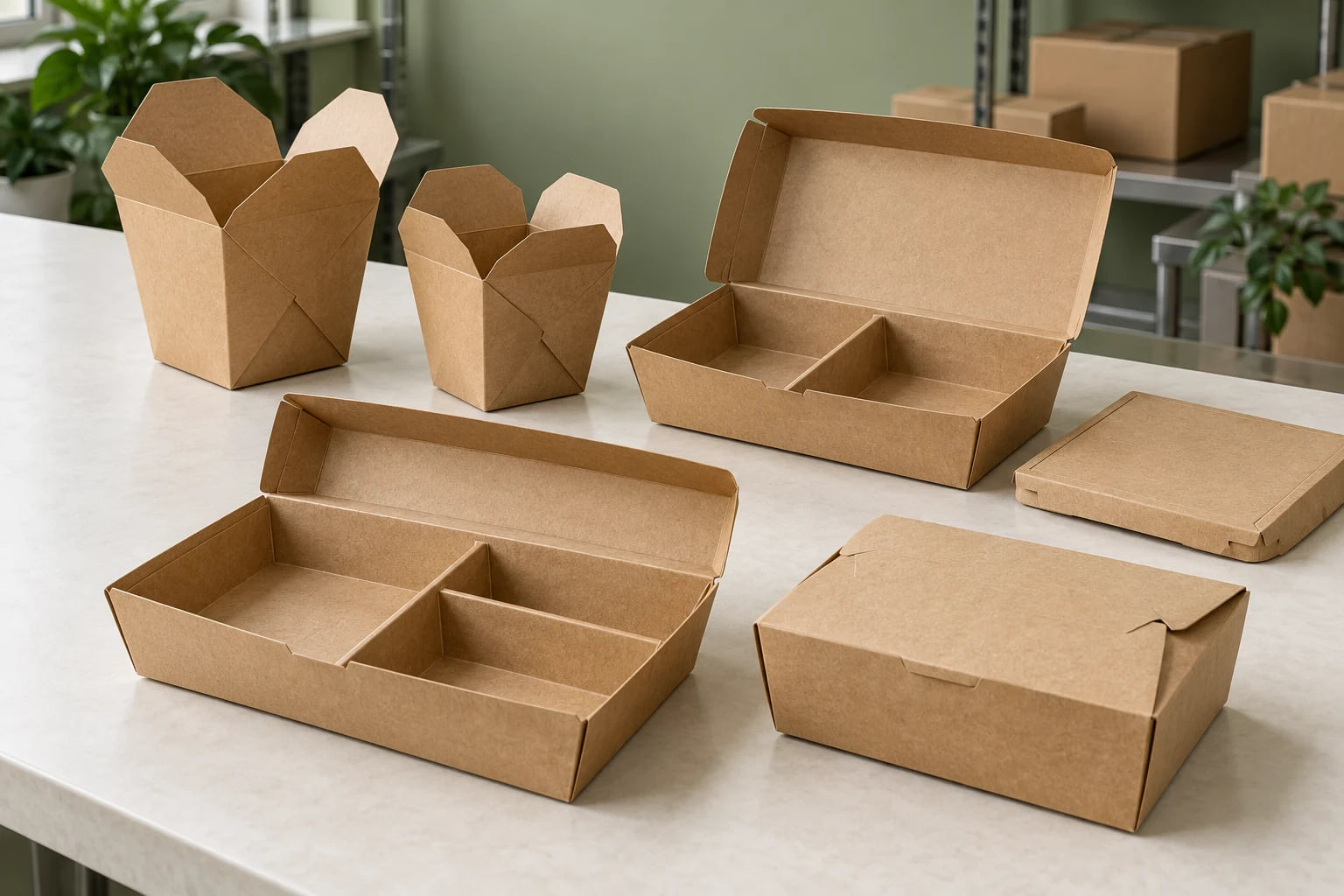 Kraft takeaway lunch boxes, noodle containers and paper food trays