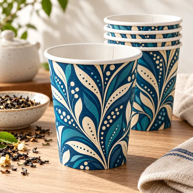 Copos de Papel para Leite de Marca Própria — OEM para Marcas de Laticínios — visualização de arte personalizada e composição