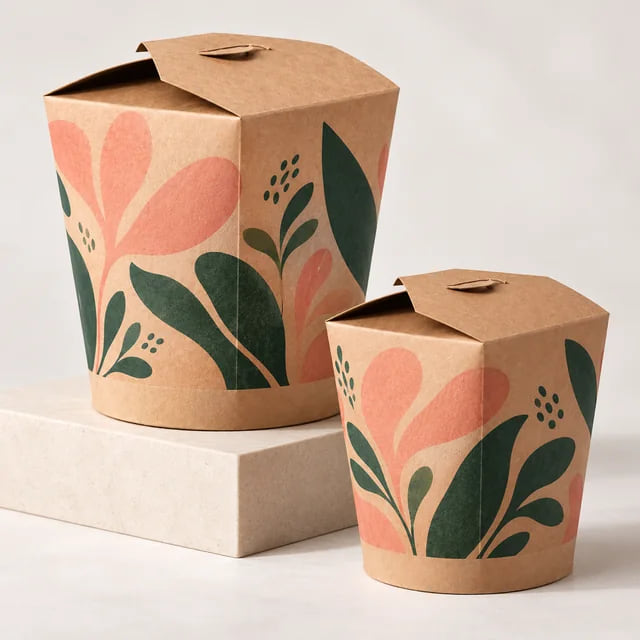 Caixas Impressas para Macarrão de 16oz — Fornecimento em Grandes Quantidades para Restaurantes — visualização da composição e da arte personalizada