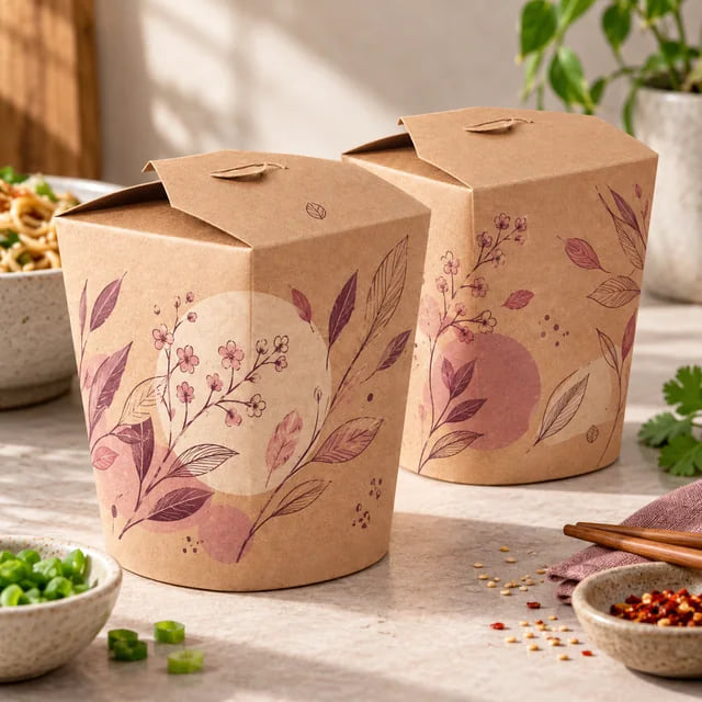 Caixas Personalizadas para Macarrão — OEM para Redes de Restaurantes de Macarrão — visualização de arte personalizada e composição